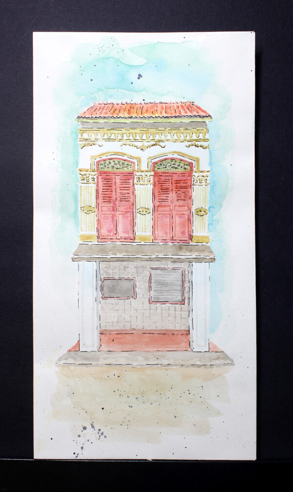 geylang shophouse series - singapore watercolour painting for sale