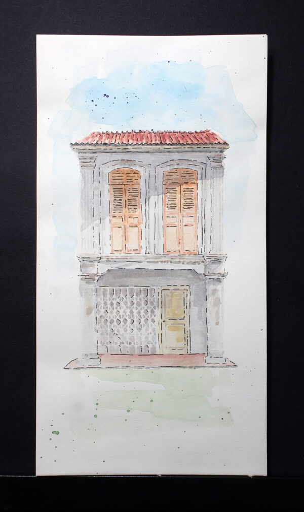 geylang shophouse series - singapore watercolour painting for sale