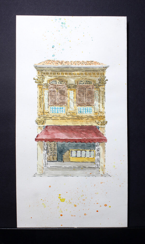 geylang shophouse series - singapore watercolour painting for sale