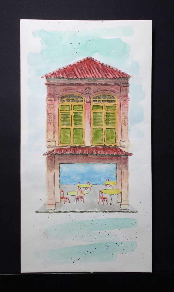 geylang shophouse series - singapore watercolour painting for sale