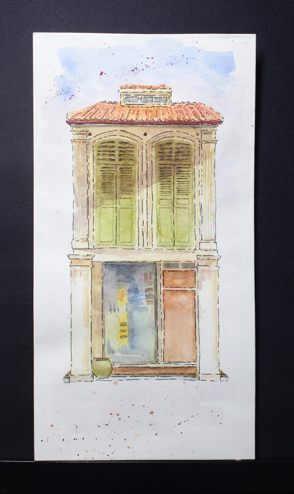 geylang shophouse series - singapore watercolour painting for sale